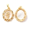 Brass Micro Pave Cubic Zirconia Pendants, with Shell, Oval with Flower Charms, Golden, 21x15.5x5mm, Hole: 2.2x3.8mm