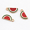 Alloy Enamel Pendants, Watermelon, Light Gold, 17x8mm