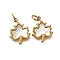 Ion Plating(IP) 304 Stainless Steel Charms, with Pave Shell and Jump Ring, Maple Leaf Charm, Real 18K Gold Plated, 12.5x10x2mm, Hole: 2.5mm