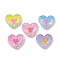 Transparent Heart Resin Cabochons, with Paillette, Two Tone, Mixed Color, 18.5x20.5x7mm