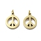304 Stainless Steel Pendants, Peace Sign Charms, with Jump Ring, Ion Plating(IP), Real 18K Gold Plated, 12.5x10.5x2mm