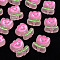 Transparent Acrylic Beads, with Enamel, Frosted, Tulip Flower, Pink, 24.5x20x9mm, Hole: 3mm