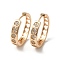 Brass Micro Pave Cubic Zirconia Hoop Earrings, Hollow Heart, Light Gold, 25x5mm
