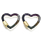 Brass Micro Pave Cubic Zirconia Screw Carabiner Lock Charms, for Necklaces Making, Quick Links, Heart, Nickel Free, Real 16K Gold Plated, Colorful, 26x27x3mm, Screw: 8x5mm