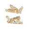 Brass Micro Pave Clear Cubic Zirconia Pendants, Cadmium Free & Nickel Free & Lead Free, Butterfly Charms, Real 18K Gold Plated, 11.5x23.5x3mm, Hole: 1.2~1.4mm