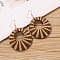 Alloy Wood Dangle Earrings, Platinum, Flat Round, 54x50mm