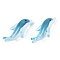Handmade Lampwork Home Decorations, Dolphin, Light Sky Blue, 27~28.5x10~11x10~11mm
