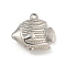 Non-Tarnish Ion Plating(IP) 304 Stainless Steel Pendants, Fish Charm, Stainless Steel Color, 16.5x17x6mm, Hole: 1.5mm