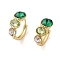 Brass Oval Hoop Earrings for Women, with Rhinestone, Real 18K Gold Plated, 18x16.5mm