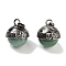 Natural Green Aventurine Sphere Pendants, Rack Plating Antique Silver Plated Brass Round Charms, Cadmium Free & Lead Free, 24~27x19.5x20mm, Hole: 6x4mm