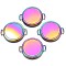 Alloy Links Connectors, Cadmium Free & Nickel Free & Lead Free, Pan Shape, Rainbow Color, 34.5x28x3.5mm, Hole: 5x5.5mm