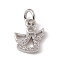 Brass Micro Pave Cubic Zirconia Charms, Cadmium Free & Lead Free, with Jump Rings, Angel Charms, Platinum, 10x8x2mm, Hole: 2.7mm