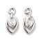 Brass Micro Pave Clear Cubic Zirconia Charms, Cadmium Free & Nickel Free & Lead Free, Horse Eye, Real Platinum Plated, 9.5x4.5x2.5mm, Hole: 1.2mm