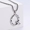 3Pcs 304 Stainless Steel Textured Letter Pendant Box Chain Necklaces, Stainless Steel Color, Letter Q