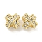 Brass with Clear Cubic Zirconia Charms, Cadmium Free & Nickel Free & Lead Free, X-Shaped, Real 18K Gold Plated, 6.5x6.5x5mm, Hole: 1.6mm
