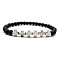 6mm Round Frosted Natural Obsidian Beaded Stretch Bracelets, Synthetic Non-magnetic Hematite Cross Bracelets for Women Men