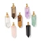 Faceted Natural Mixed Gemstone Pointed Pendants, Openable Perfume Bottle, with Golden Tone Brass Findings, Bullet, 46~47x13~14x11~12mm, Hole: 4.5mm, capacity: 1ml(0.03 fl. oz)