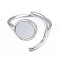 Natural Shell Flat Round Open Cuff Ring, Brass Jewelry for Women, Nickel Free, Real Platinum Plated, US Size 4 1/2(15.2mm)