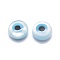 Shell Cabochons, with Synthetic Turquoise, Flat Round with Evil Eye, White, 6x2mm