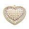 Brass Micro Pave Cubic Zirconia Pendants, Heart Charms, with ABS Plastic Pearl, Rack Plating, Long-Lasting Plated, Lead Free & Cadmium Free, Real 18K Gold Plated, 23x25.5x6mm, Hole: 1.6mm