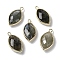 Natural Labradorite Pendants, with Platinum Brass Edge, Faceted, Horse Eye, 22x12x5.5mm, Hole: 1.8mm