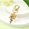 Alloy Enamel Flower Pendant Decorations, with Alloy Swivel Clasps, Orange, 70mm, Pendant: 37mm