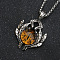 Evil Eye Alloy Pave Glass Pendant 667 Stainless Steel Chain Necklaces for Men, Antique Silver, Peru, 23.62 inch(60cm)