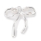 Brass Micro Pave Clear Cubic Zirconia Pendants, Cadmium Free & Nickel Free & Lead Free, Bowknot, 925 Sterling Silver Plated, 20.5x18.5x2mm, Hole: 1mm