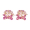 304 Stainless Steel Enamel Pendants, Ion Plating(IP), Flower Charms, Real 18K Gold Plated, Deep Pink, 22.5x25.5x12.5mm, Hole: 1.4mm