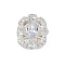 Hollow Rack Plating Brass Clear Cubic Zirconia Beads, Long-Lasting Plated, Rectangle, Silver, 15.5x13x7.5mm, Hole: 1.4mm and 1.8mm