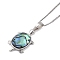 Rack Plating Natural Paua Shell Pendants Necklace, Brass Box Chain Necklaces, Turtle, 17.72 inch(45cm), Pendant: 31.5x17mm