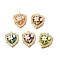 Alloy Enamel Pendants, with ABS Imitation Pearl, Heart with Flower, Rack Plating, Long-Lasting Plated, Lead Free & Cadmium Free & Nickel Free, Golden, Mixed Color, 27.5x22.5x5.5mm, Hole: 1.5mm