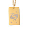 Golden 202 Stainless Steel Constellation Pendants Necklaces, Rectangle, Pisces, 15.94 inch(40.5cm)