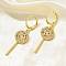 Brass Micro Pave Cubic Zirconia Leverback Earrings for Women, Lollipop, Real 18K Gold Plated, 43x12mm