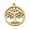 201 Stainless Steel Pendant, Laser Cut, Golden, Tree of Life, Flat Round, 17x15x1mm, Hole: 1.2mm, 5pcs/bag