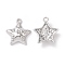Alloy Pendants, with Crystal Rhinestone, Star, Platinum, 19x17x4.5mm, Hole: 1.6mm