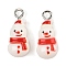 Christmas Theme Opaque Resin Pendants, with Platinum Iron Loop, Snowman, 18.5x8x5.5mm, Hole: 2mm