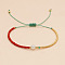 Adjustable Glass Seed Beads Braided Bead Bracelets for Women, with Imitation Pearl, Two Tone, Red