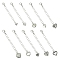 50Pcs 10 Style Iron Curb Chain Extender, End Chains with Lobster Claw Clasps & Tibetan Style Heart Charms, Antique Silver, 74~82mm, 5Pcs/style