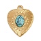 304 Stainless Steel Synthetic Turquoise Pendants, Heart Charms, Ion Plating(IP), Golden, 23x18.5x4.5mm, Hole: 1.4mm