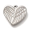 Anti-Tarnish 304 Stainless Steel Pendants, Heart with Wing Charm, Stainless Steel Color, 16x18x3.7mm, Hole: 1.4mm