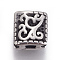 304 Stainless Slide Charms, Rectangle, Antique Silver, 8x7.5x4mm, Hole: 2.5mm
