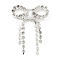 Brass Micro Pave Cubic Zirconia Beads, Cadmium Free & Lead Free, with Rhinestone, Bowknot, Silver, 34x25x7mm, Hole: 1mm