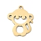 201 Stainless Steel Pendants, Monkey Charms, Real 18K Gold Plated, 17.5x14.5x1mm, Hole: 1.4mm