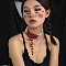 Retro Gothic Acrylic and Imitation Pearl Bloody Round Beaded Milti-strand Choker Necklaces for Women, with Rhinestone Tassel, Dark Red, 12.60 inch(32cm)