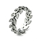 Non-Tarnish 304 Stainless Steel Open Cuff Ring, Hollow Leaf, Stainless Steel Color, US Size 6 3/4(17.1mm)