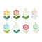 50Pcs Glass Pendants, with Golden Iron Findings, Flower Charm, Mixed Color, 23~23.5x14x6mm, Hole: 2.5~2.8mm, 50pcs/set