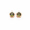 Brass Charms, with Rhinestone, Nickel Free, Flat Round, Real 18K Gold Plated, Olivine, 7x5x3mm, Hole: 1mm
