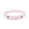 Natural Rose Quartz Beaded Stretch Bracelet, Gemstone Jewelry for Women, Rectangle Bar Charm Bracelets, Inner Diameter: 2-1/8 inch(5.3cm)