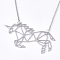 Non-Tarnish 201 Stainless Steel Pendant Necklaces, with Cable Chains, Unicorn, Stainless Steel Color, 17.9 inch(45.5cm), 2mm, Unicorn: 38x53x2mm